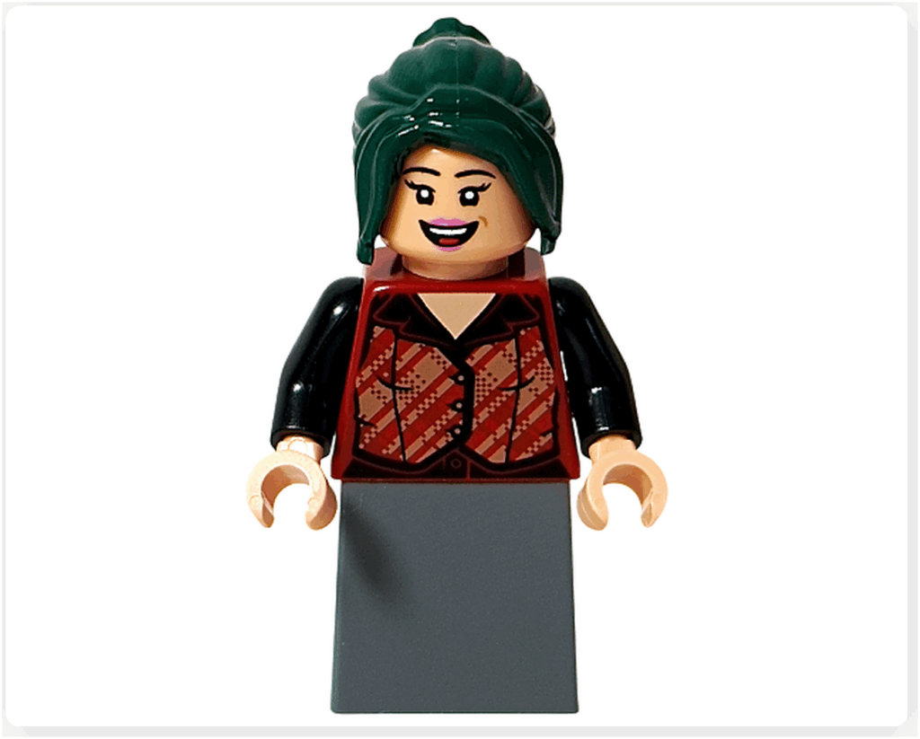 レゴ ONE PIECE 75636「フーシャ村」に付属するマキノのミニフィギュアの別表情。にこやかな笑顔プリントが特徴で、酒場で人々を迎える温かな日常感が感じられるデザイン。