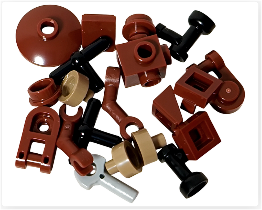 LEGO スター・ウォーズ 75418 アドベントカレンダー2025の4日目、ピット・ドロイド用パーツ。丸形パーツや細いアームなど、整備用ドロイドの構造を示す部品が含まれている。