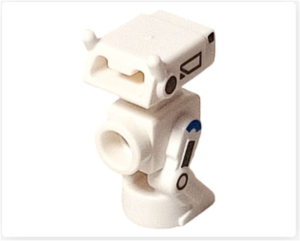 LEGO スター・ウォーズ 75418 アドベントカレンダー2025のBD-72完成モデル背面。単一パーツで成形された後方の形状とプリント位置が写っている。