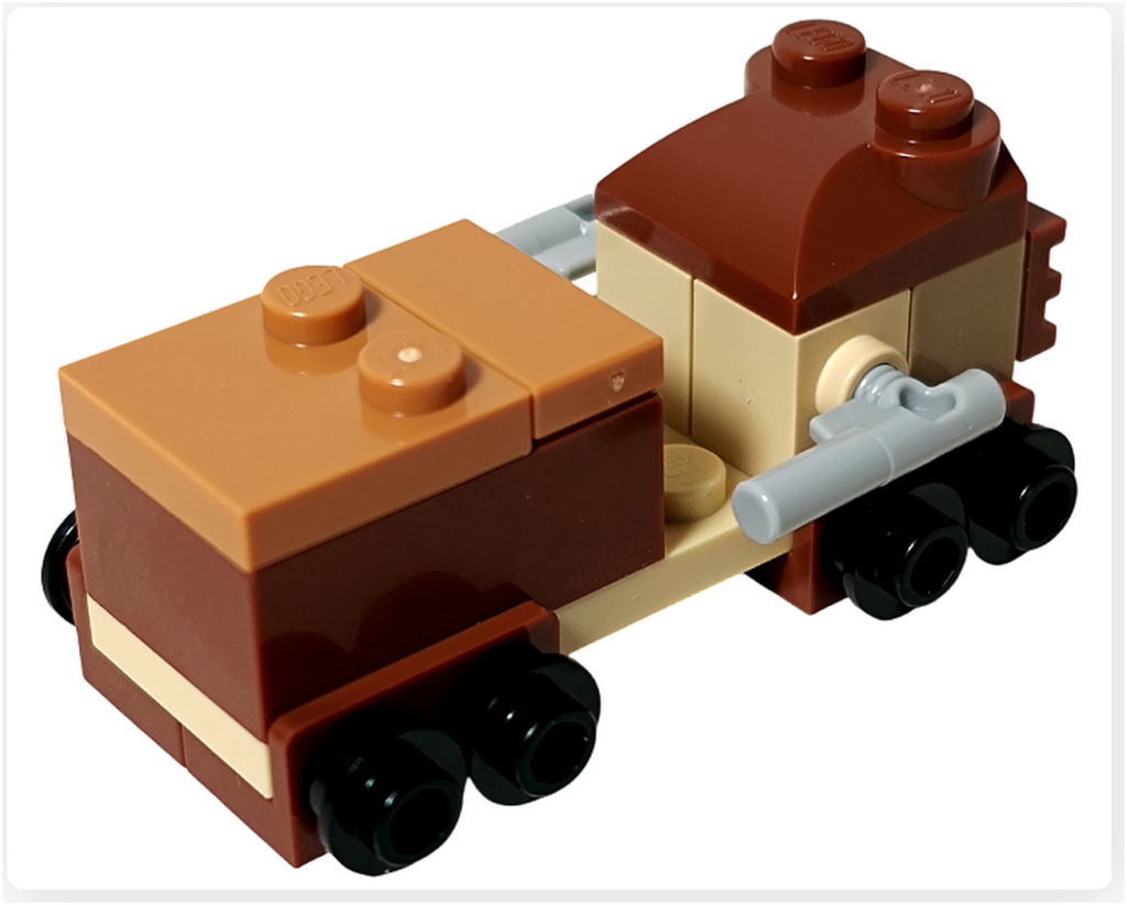 LEGO スター・ウォーズ 75418 アドベントカレンダー2025のジャワ族小型運搬車完成モデル背面。後方から見た荷台部分と車輪構成が写っている。