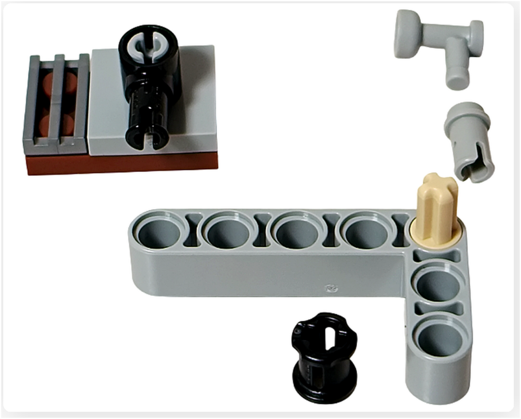 LEGO スター・ウォーズ 75418 アドベントカレンダー2025のクレーン（小型リフト）組立途中の様子。支柱となるテクニックパーツや回転部品を組み合わせた工程が確認できる。