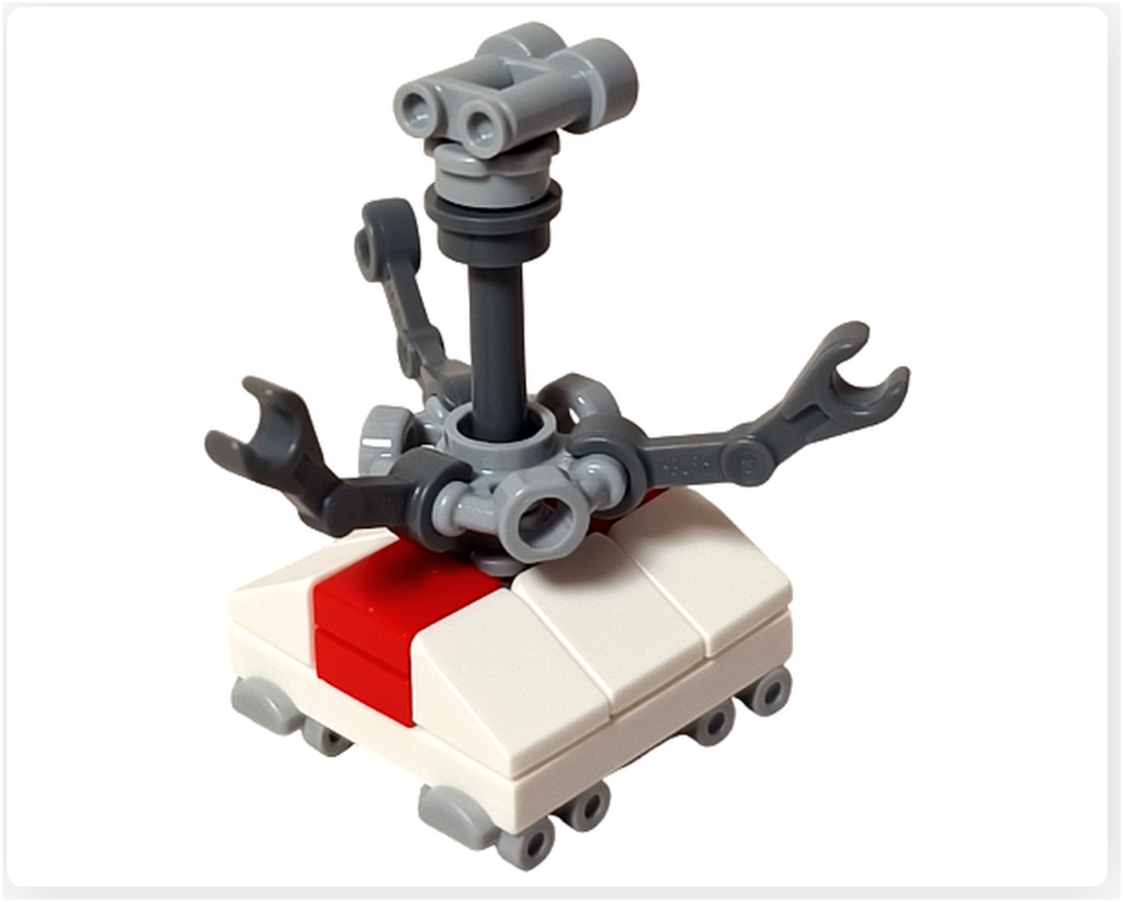 レゴ スター・ウォーズ 75418 アドベントカレンダー 16日目 トレッドウェル・ドロイドの背面。支柱構造と可動アームが整備工房での使用を想起させる。