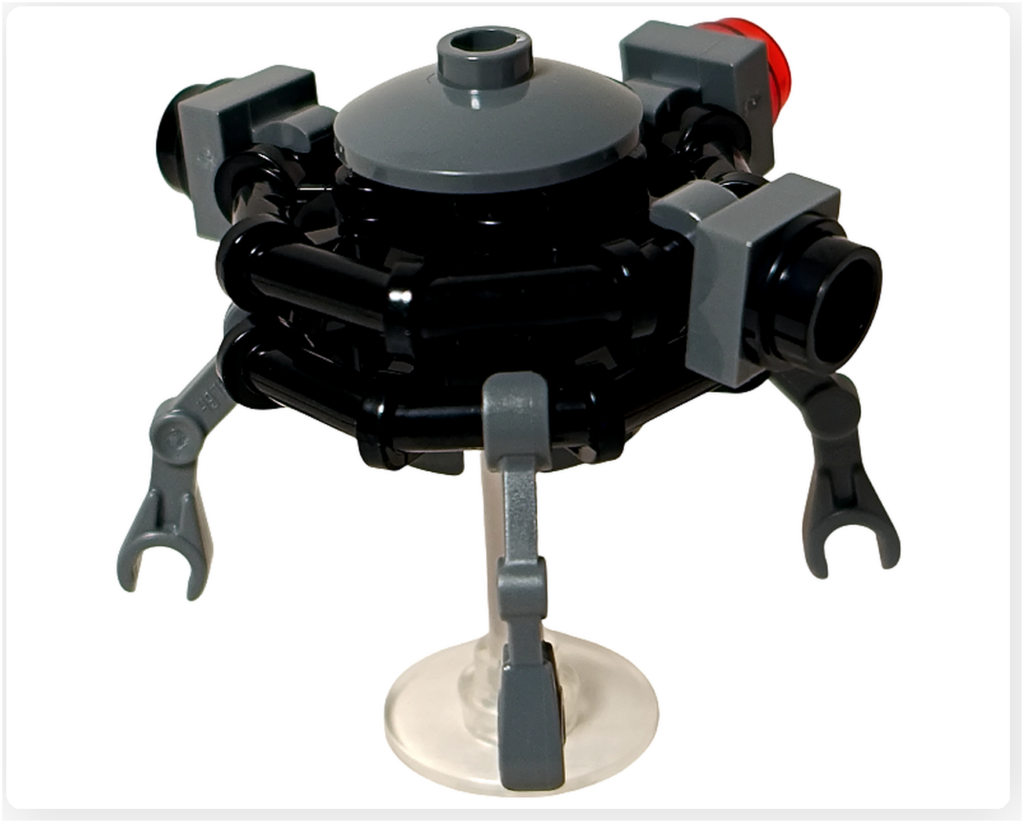 LEGO スター・ウォーズ 75418 アドベントカレンダー 21日目 プローブ・ドロイド完成モデル背面。背面ユニットとアーム配置が確認できるメカニカルな構造。