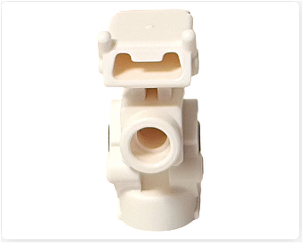 LEGO スター・ウォーズ 75418 アドベントカレンダー2025収録のBD-72を背面から撮影。頭部背面の開口部と、胴体中央の円形接続構造が確認でき、パーツ構成と可動を支える内部設計が視認できる。