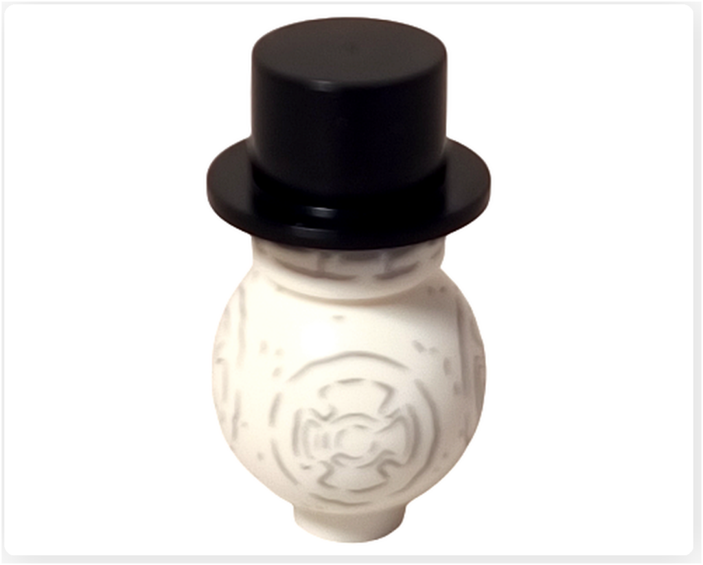 レゴ スター・ウォーズ 75418に含まれるスノーマンBB-8を右側面から撮影。シルクハットと白い球体ボディの組み合わせにより、雪だるま風デザインの丸みや装飾の立体感が確認できる。