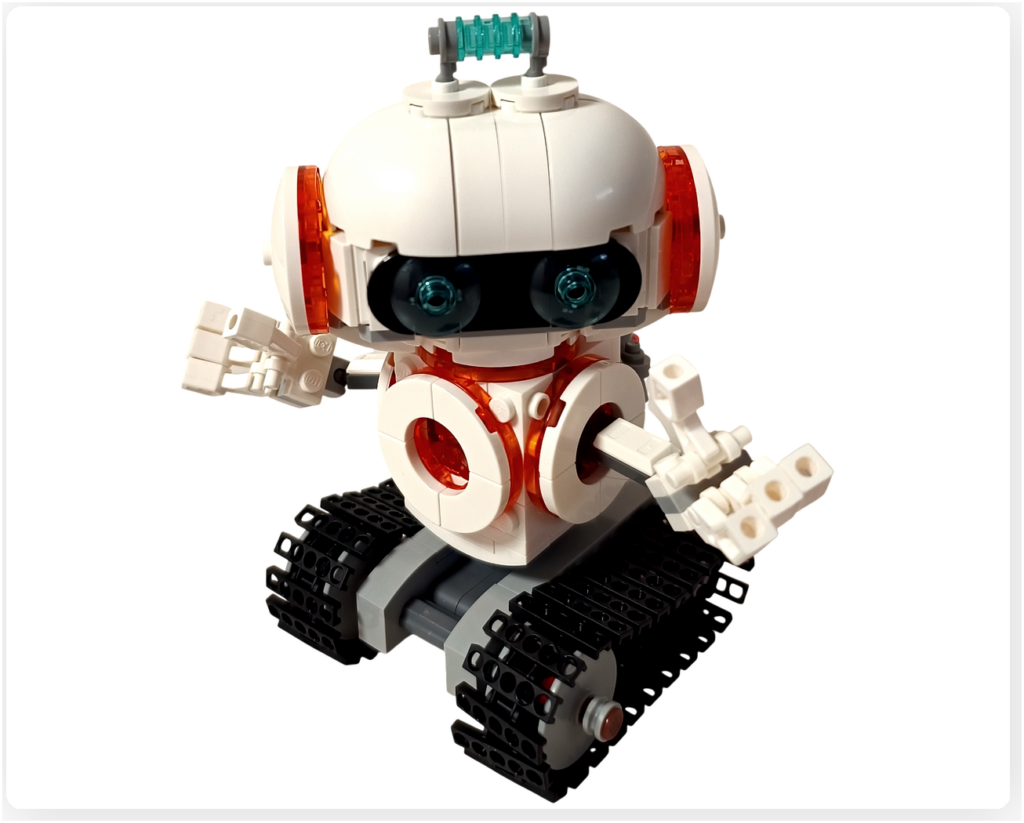 レゴ クリエイター 3in1 31164 うちゅうロボット「うちゅうロボット」 観測ユニット 初接触 正面斜めビュー キャタピラ移動構造