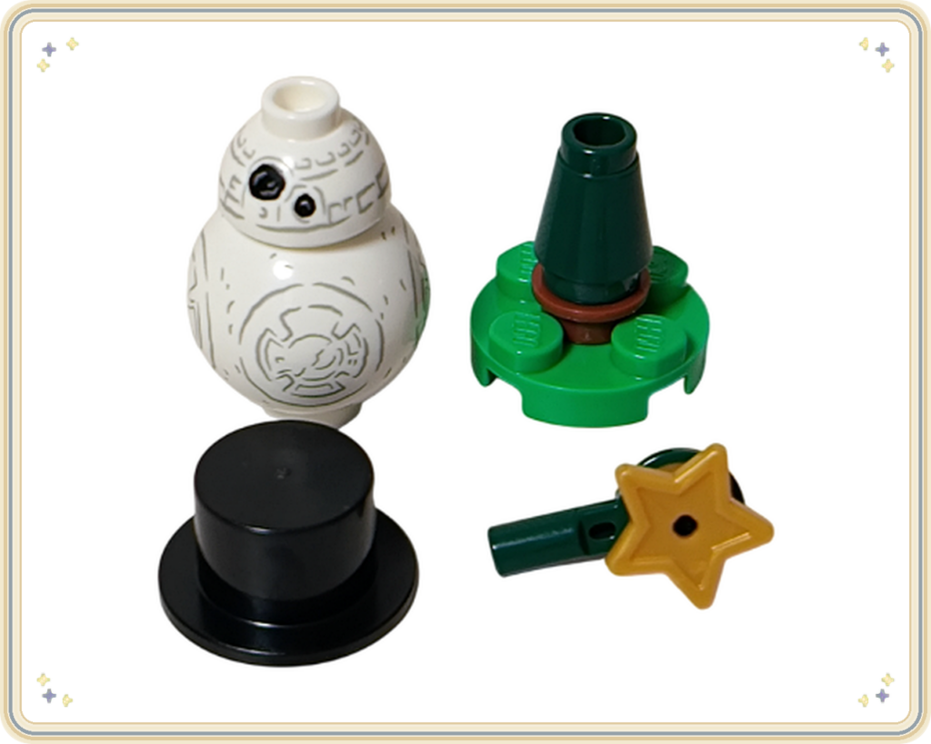 レゴ 75418 スター・ウォーズ アドベントカレンダー202 24日目の雪だるま姿のBB-8とクリスマスツリーを組み立てる途中
